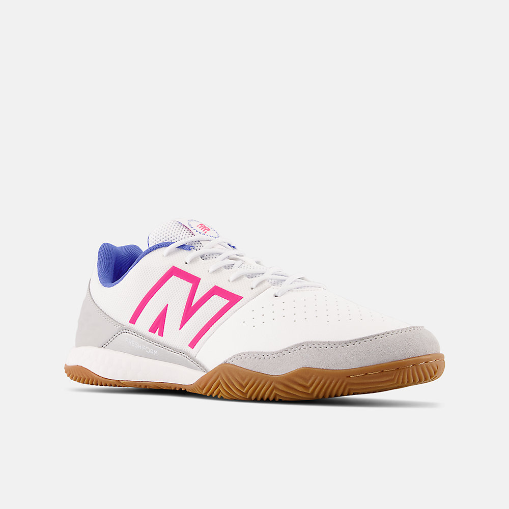 New Balance Fresh Foam Audazo v6 Command IN Shoes White with Bright Lapis and Alpha Pink